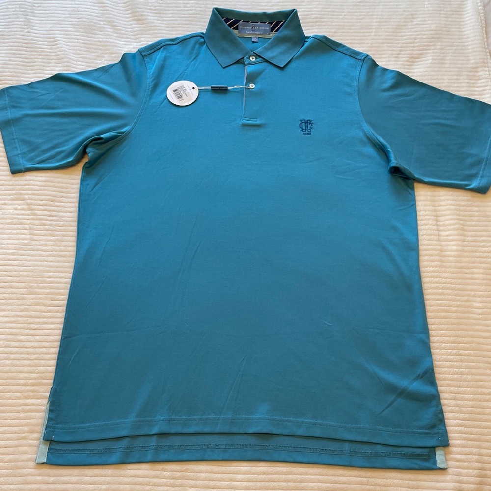 Fairway & Greene Polo Shirt Mens XLG Pureformance Solid Lisle Sea Blue NWT